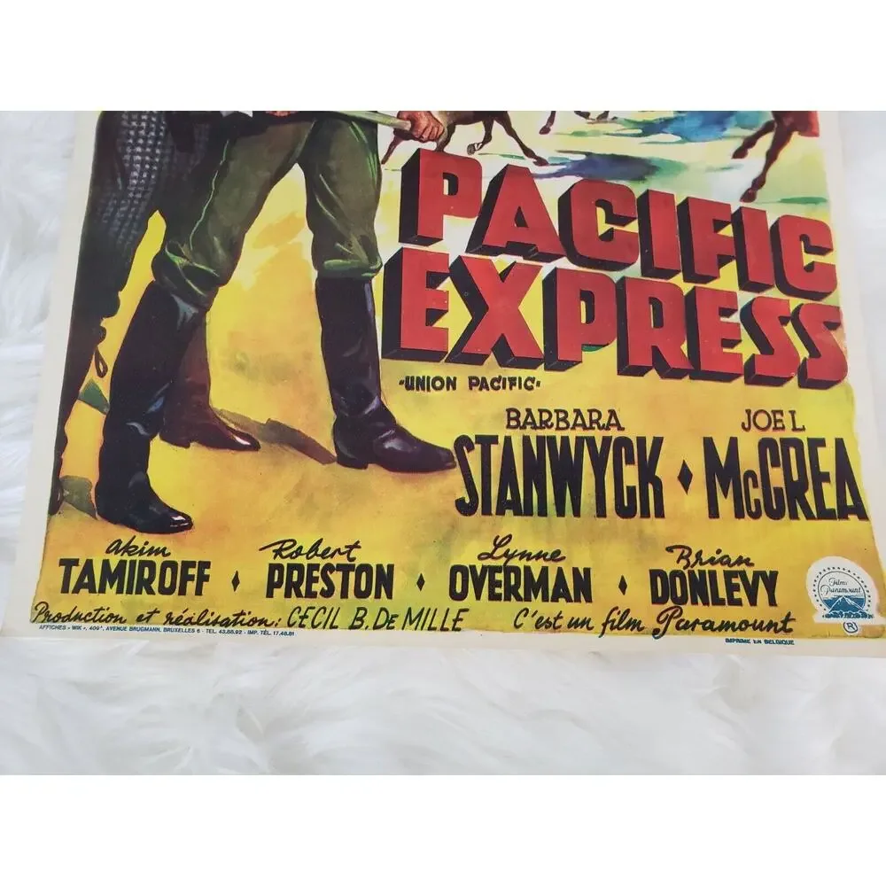 Vintage original Pacific Express Charles McGraw Poster CECIL B. DEMILLE PRESTON‎